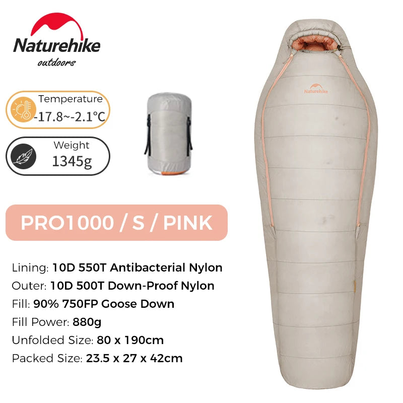 Naturehike Snowbird Pro Goose Down Sleeping Bag Winter Sleeping Bag Ultralight Hiking Camping Goose Sleeping Bag Thickened Cold