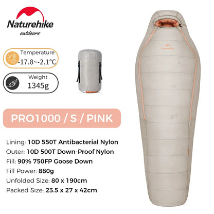 Naturehike Snowbird Pro Goose Down Sleeping Bag Winter Sleeping Bag Ultralight Hiking Camping Goose Sleeping Bag Thickened Cold