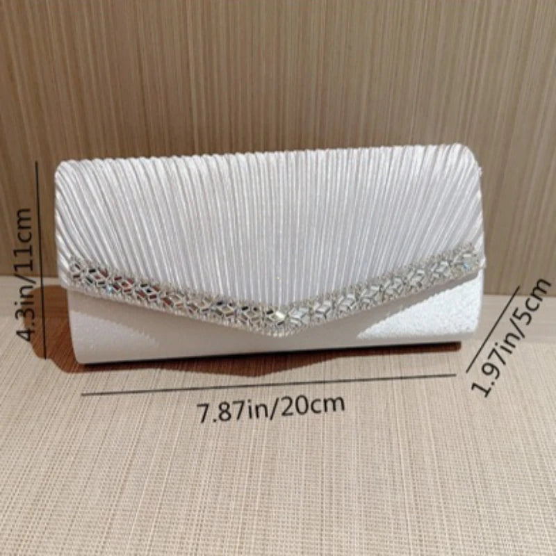 Women Evening Clutch Bags Elegant Luxury Female Silver/Black/White Clutch Wedding Purse Party Handbag Ladies Chain Shoulder Bags