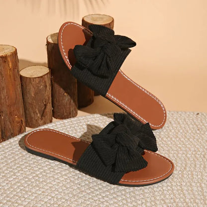 2026 Summer Fashion Women's Slippers New Big Bowknot Casual Sandals Women Luxury Soft Leisure Comfort Breathable Beach Shoes