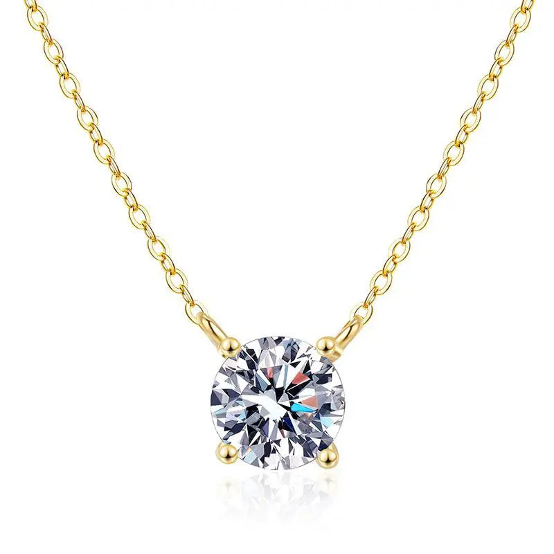 1-3ct Moissanite Necklace for Woman Wedding Fine Jewely with Certificates 925 Sterling Sliver Plated 18k White Gold Necklace