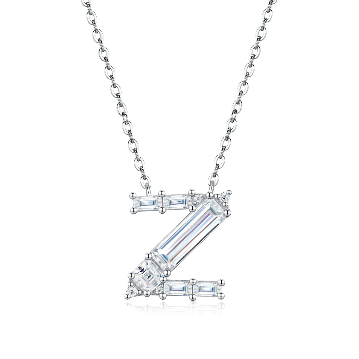 PureNew 26 Letter A-Z 4x12mm Moissanite Necklace For Women S925 Silver D Color 18k Plated Sparking Women's Moissanite Chain
