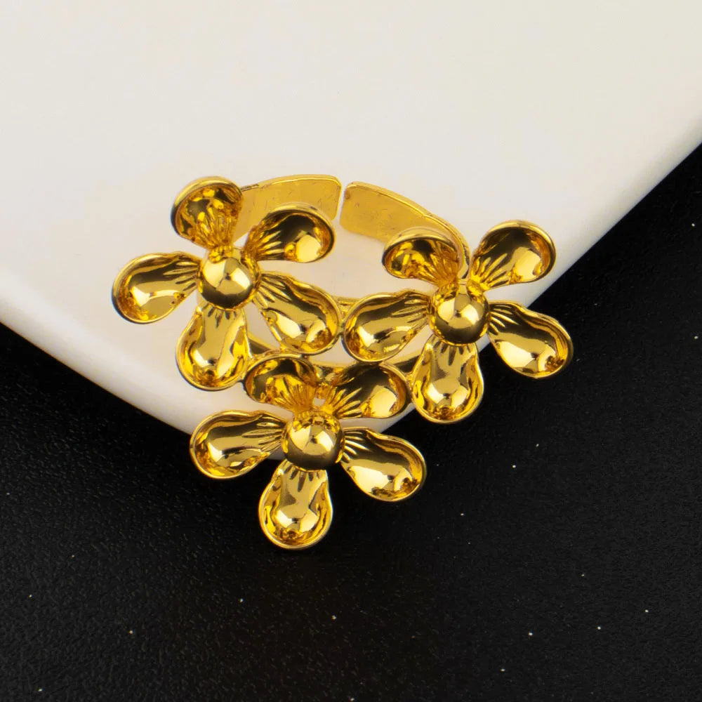 Fashion Silver Gold Color Hollow Shape Necklace Earrings Bracelet Ring Set for Women Exaggerated Design Jewelry Gift for Party