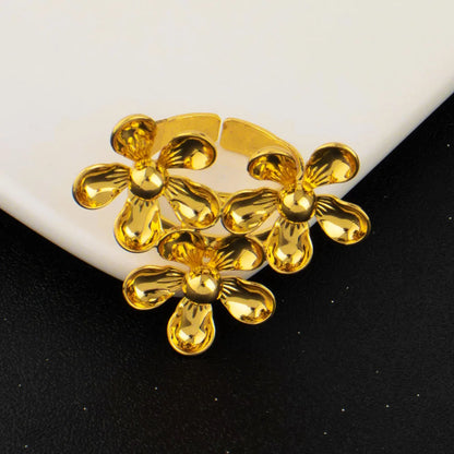Fashion Silver Gold Color Hollow Shape Necklace Earrings Bracelet Ring Set for Women Exaggerated Design Jewelry Gift for Party