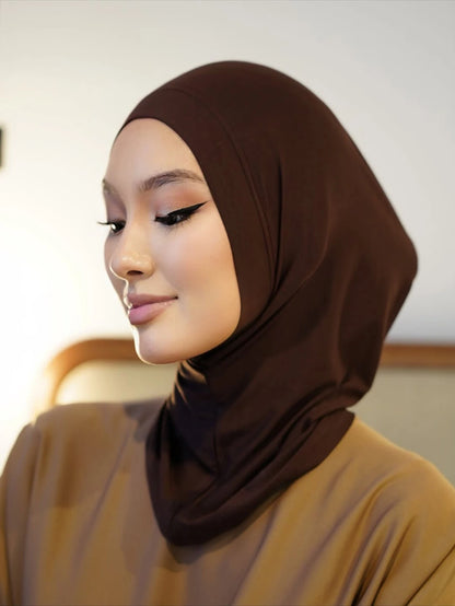 Soft Elasticity Modal Pull on Hijab Muslim Full Cover Neck Instant Hijab Islam Ready to Wear Hijab Scarf HeadWrap Ramadan Prayer
