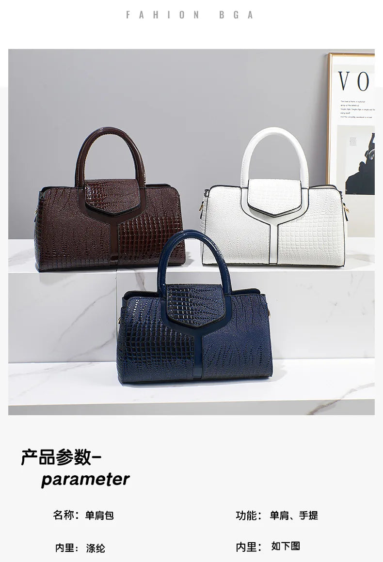 2025 Fashion New Crocodile Pattern Handbag Women'S Large Capacity Shoulder Bag Classic Retro Crossbody Bag Commuter Tote Bag