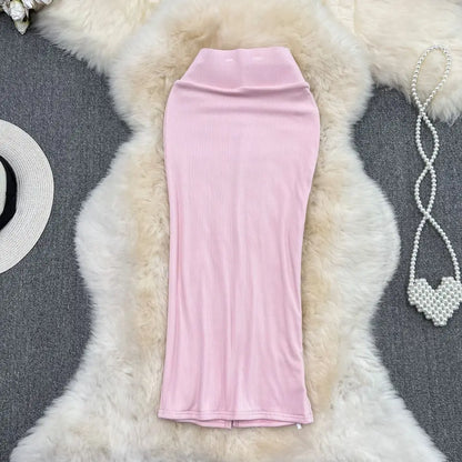 2026 Summer Fashion New Women's Elegant Design Sensual Hip Hugging Half Length Skirt Sexy High Waist Mid Length Fishtail Skirt