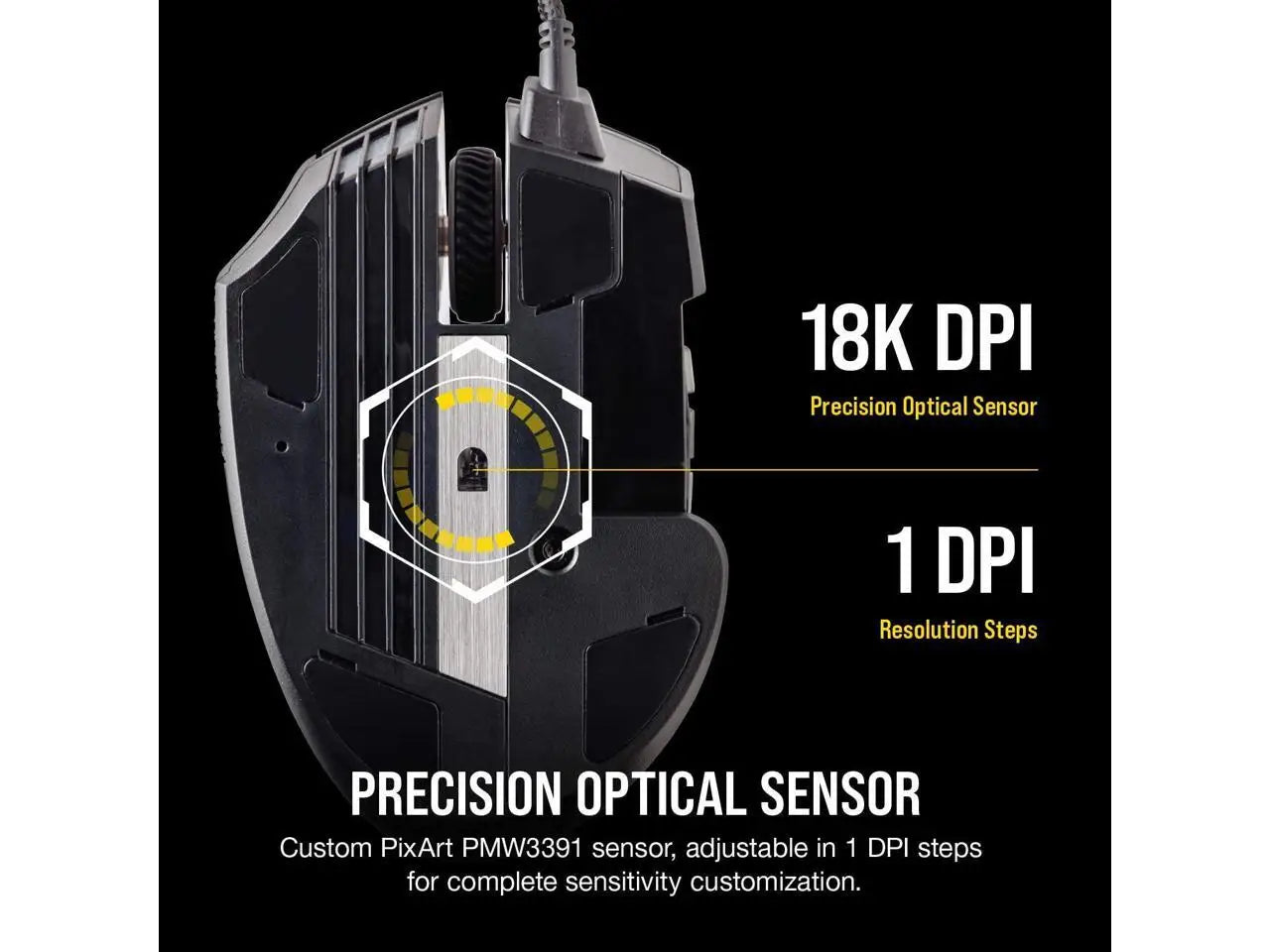 Corsair SCIMITAR RGB ELITE CH-9304211-NA Black Wired Optical MOBA/MMO Gaming Mouse, Backlit RGB LED