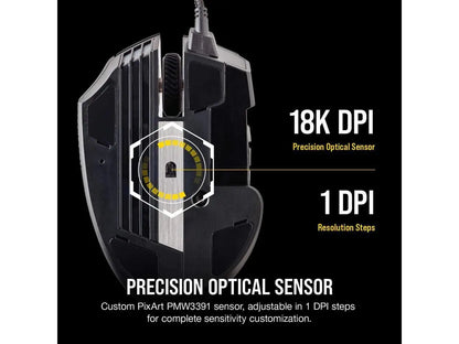 Corsair SCIMITAR RGB ELITE CH-9304211-NA Black Wired Optical MOBA/MMO Gaming Mouse, Backlit RGB LED