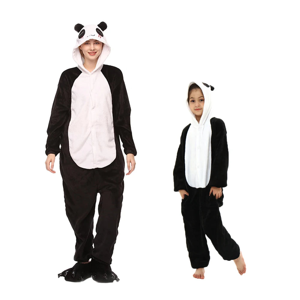 Adults Animal Cosplay Pajamas Flannel Onesies Costume Jumpsuit Pajamas Hooded Sleepwear Halloween One Piece for Performing