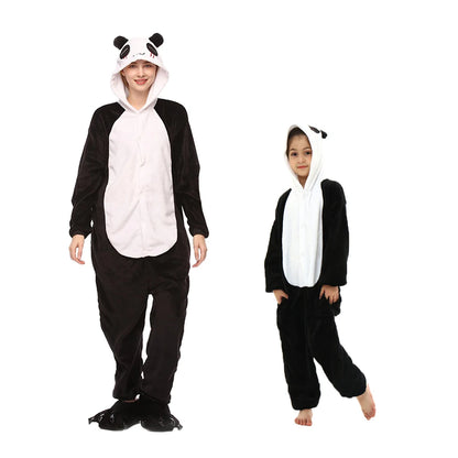 Adults Animal Cosplay Pajamas Flannel Onesies Costume Jumpsuit Pajamas Hooded Sleepwear Halloween One Piece for Performing