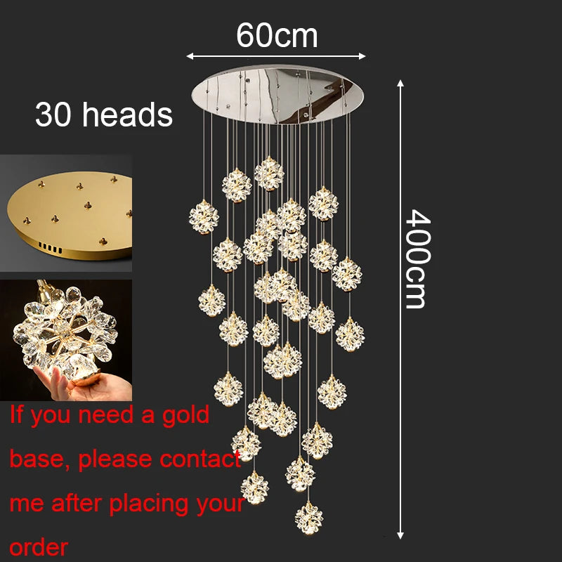 Modern Crystal stair chandelier lights indoor lighting Ceiling lamp hanging light led Chandeliers for living room indoor lightin