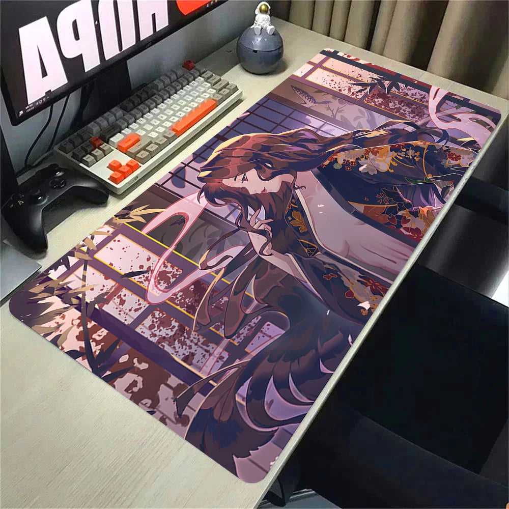 Japanese Girls Samurai Mouse Mat XL Aesthetics Mouse Pad Gaming Laptop Table Mat Office accessories Pc Cabinet Non-slip Carpet