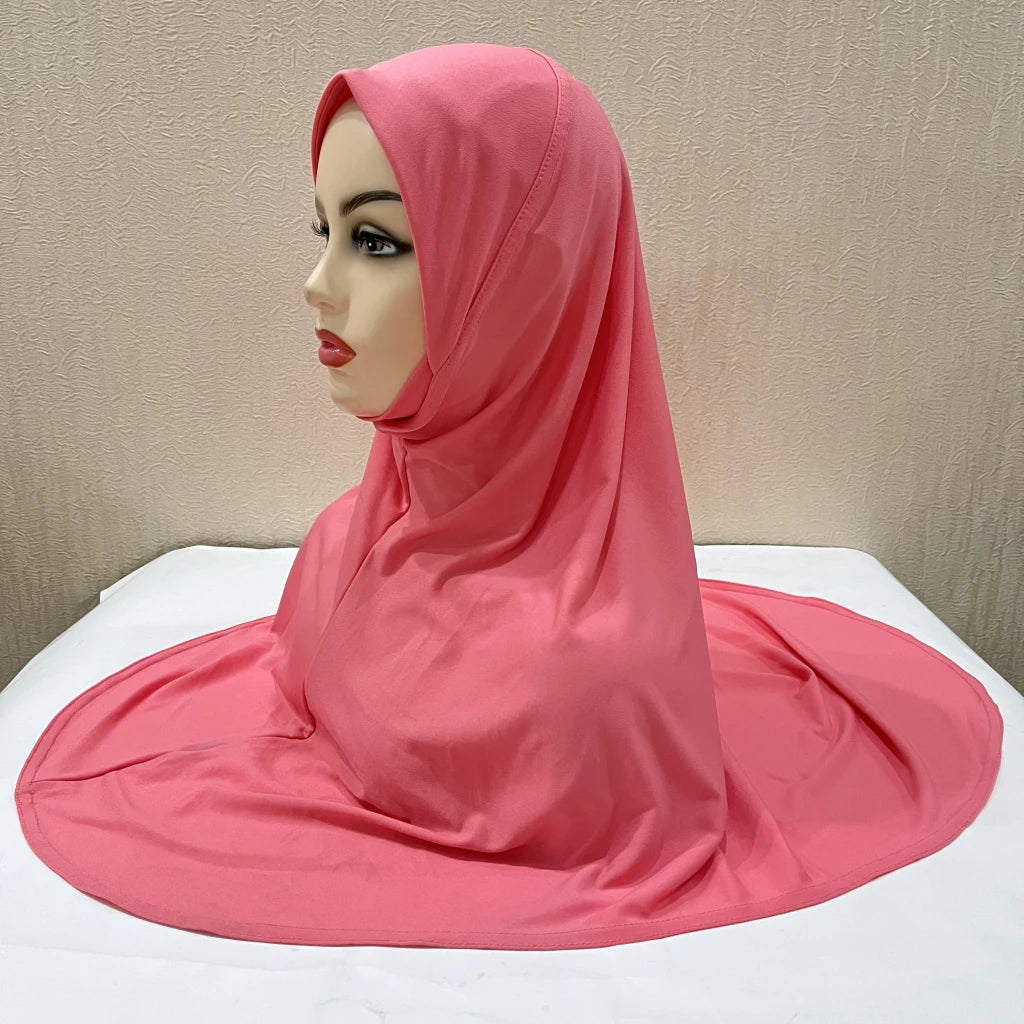 H124 Adults high quality big size muslim hijab scarf with chin part islamic headscarf hats armia pull on headwrap turban caps