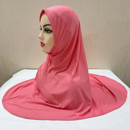 H124 Adults high quality big size muslim hijab scarf with chin part islamic headscarf hats armia pull on headwrap turban caps
