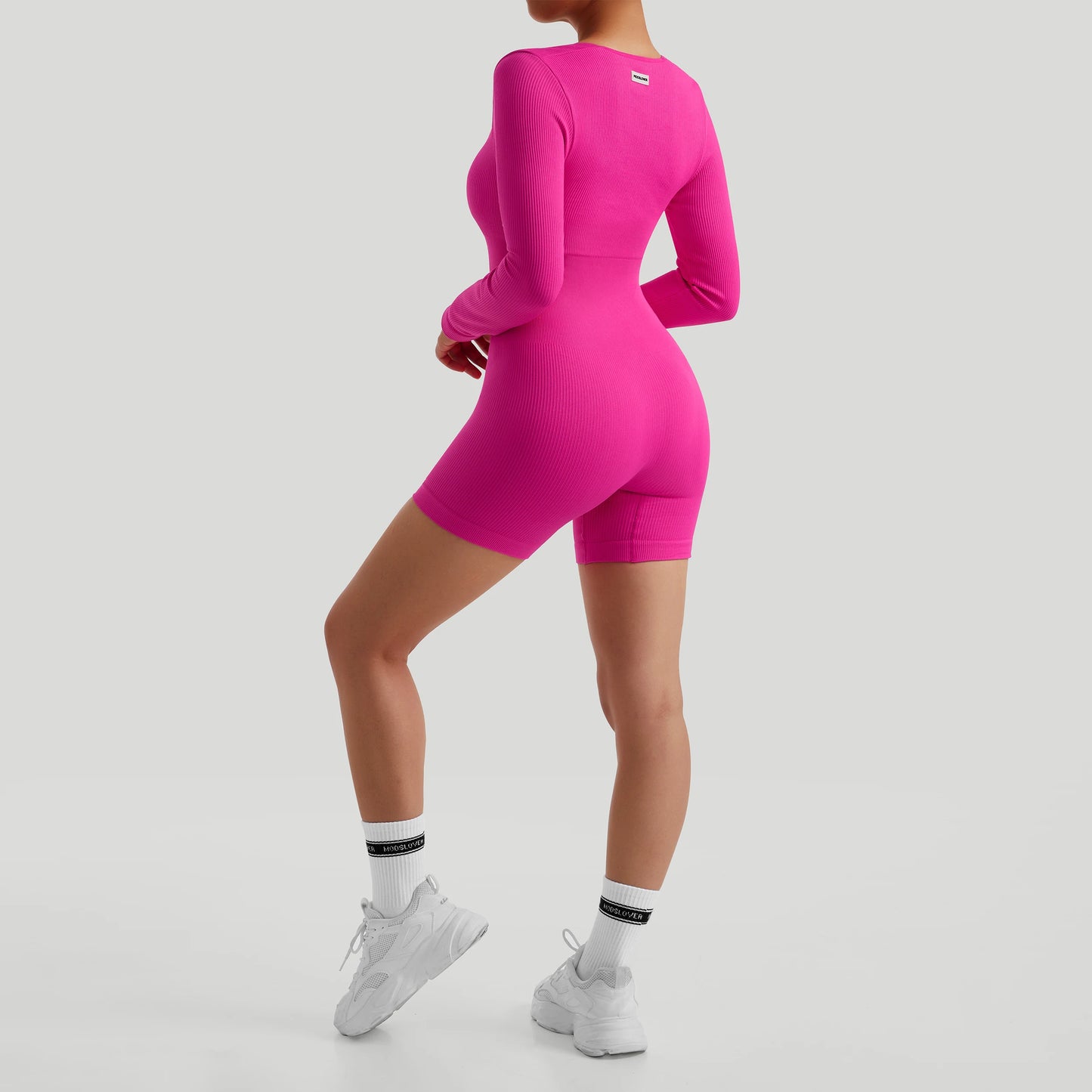 Women Jumpsuits Workout Seamless Yoga Ribbed Bodycon One Piece Sportwears Long Sleeve Short Leggings Romper Jumpsuit Femme