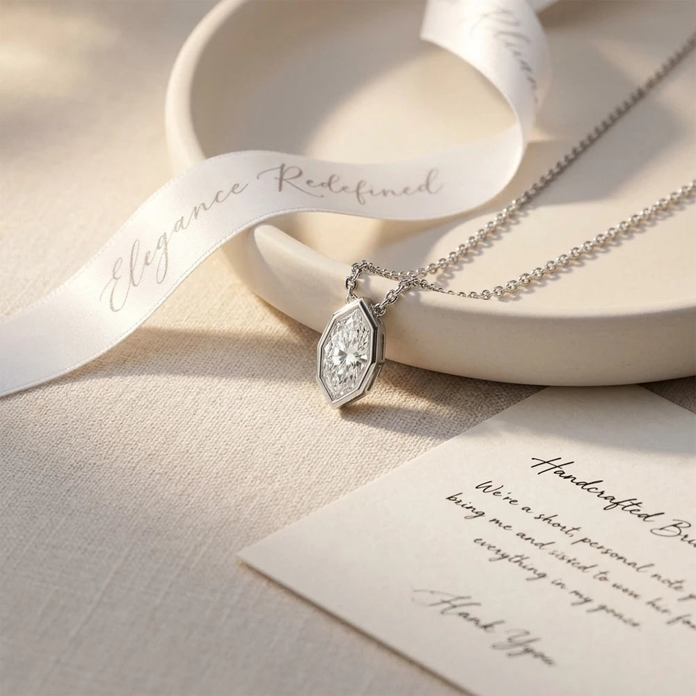 3CT Marquise Cut Moissanite Diamond Pendants Necklace for Women Lab Diamond 925 Sterling Silver Plated 18k Gold Jewelry Gifts