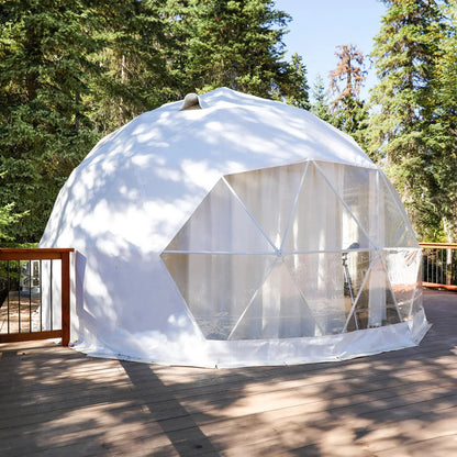 PVC Geodesic Dome Tent, Waterproof Windproof Snow Resistant Luxury Glamping Tent for Resort Hotel Outdoor Party Event Shelter