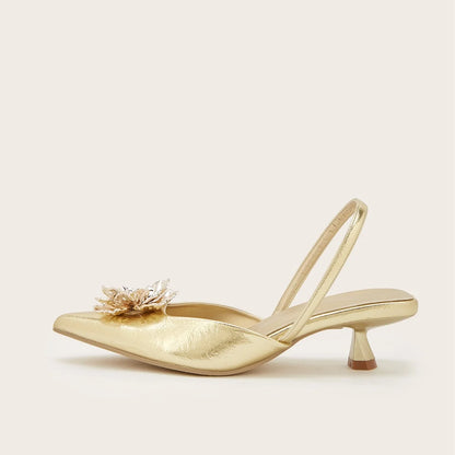 Insightlink Women's Summer Pointed Toe Kitten Heel Pumps 2026 Luxury Elegant Slingback Shoes for Wedding Banquet All-Match Shoes