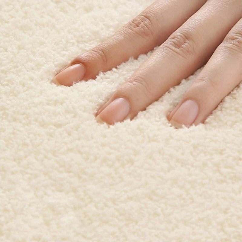 Light Luxury Lounge Round Rug Minimalist Cream Rugs for Bedroom Fluffy Soft Living Room Decoration Carpet Home Thicken Plush Mat