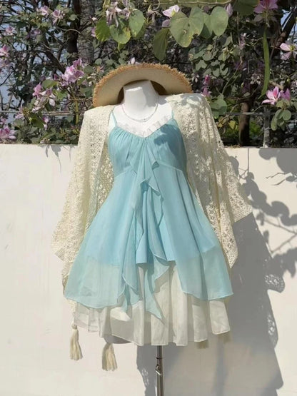Lace Purple Dot Mini Dress Women Floral Dress Elegant Casuak Y2k Boho Kawaii Vintage One Piece Dress Korean Fashion Vintage Chic