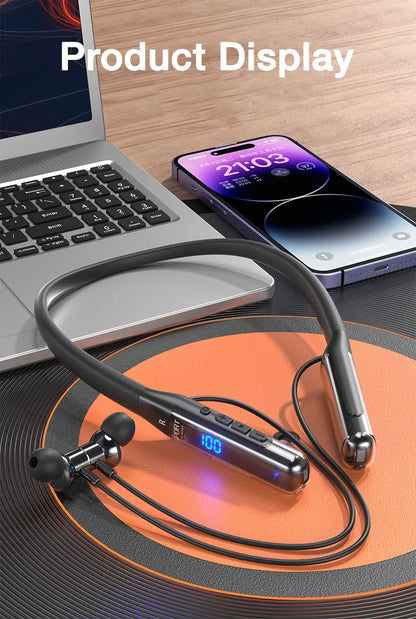 EARDECO 80 Hours Playback Bluetooth Headphone Neckband Wireless Headphones Bass Bluetooth Earphone with Mic Sport Stereo