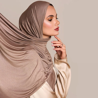 Ramadan Modal Cotton Jersey Hijabs For Woman Long Muslim Shawl Plain Soft Turban Niqab Head Wraps Scarf Women Hijab
