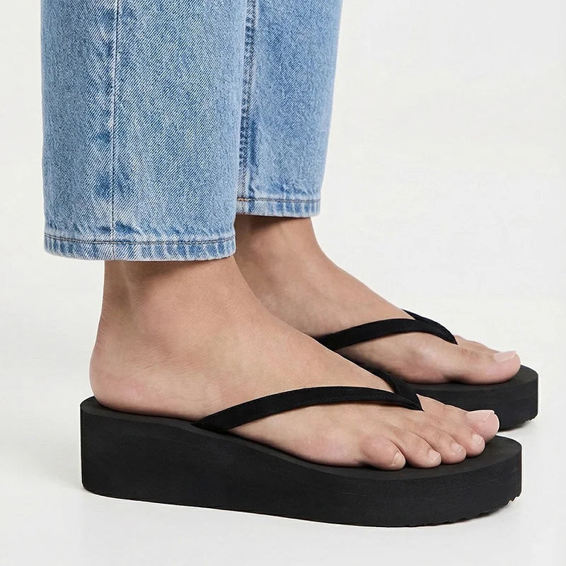 Women's Wedge Heel Flip-flops Summer Shoes Slippers 5CM  Beach Home Slippers Women's Flip-flops Foam Slippers