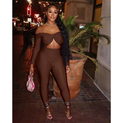 Sexy Off the Shoulder Birthday Jumpsuit for Women Night Club Outfit Party Hollow Out Ruched Skinny Long Sleeve Rompers Full Body