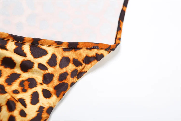 Nibber Summer Trend Backless Romper Women Halter Bandage Leopard Print Fit Tight Stretch Sexy Hipster Activity Workout Playsuits