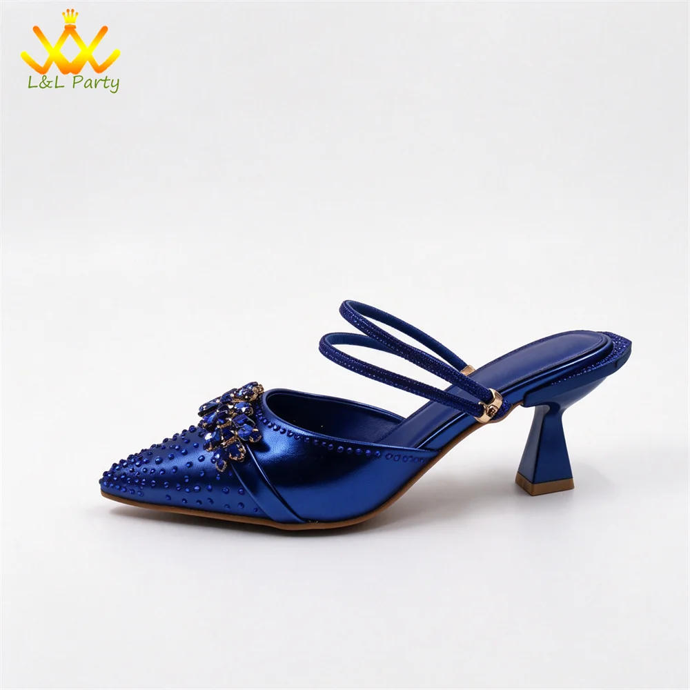 2026 Autumn New Arrivals Royal Blue Color Shoes and Bag  Set Special Design Fashion for Wedding Party