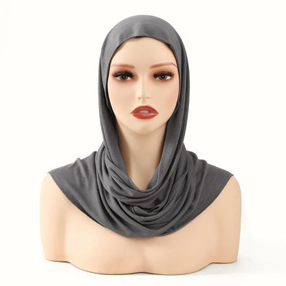 Hot Selling Ins Soft Jersey Instant Hijab Scarf for Women Muslim Solid Color Ready to Wear Hijab  Sport Underscarf Headwraps