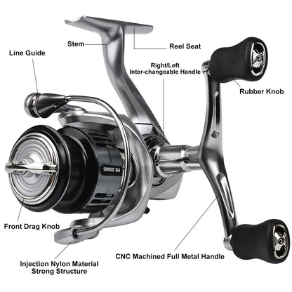Spinning Fishing Reel 7+1BB Stainless Steel Bearings 5.2:1 6KG Max Drag Left Right Handle Saltwater Freshwater Lure Reel Tackle