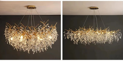 Luxury Modern Crystal Ceiling Chandelier Led Pendant Lamp Dining Table Living Room Bedroom Home Decor Wall Hanging Light Fixture