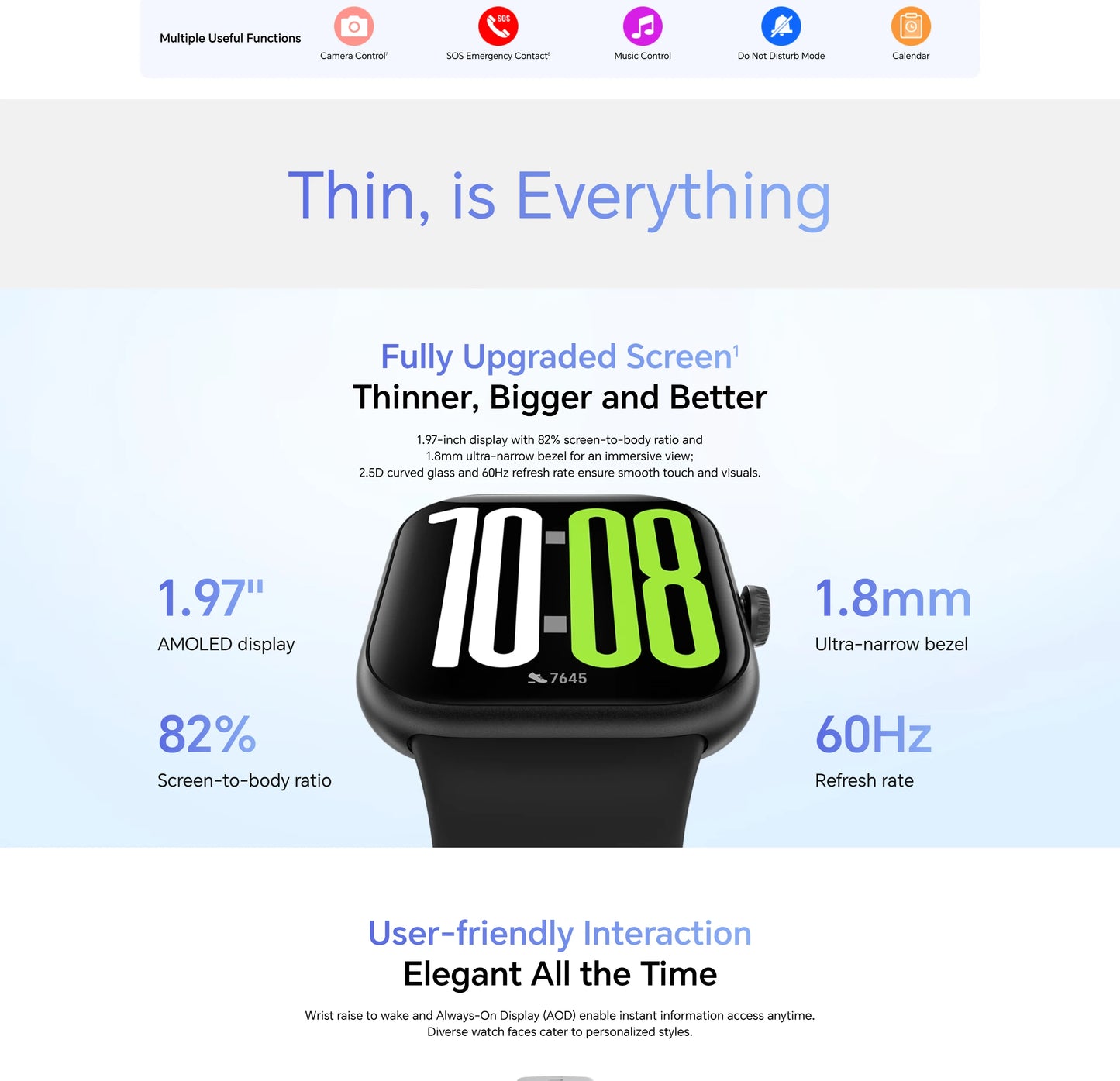 New Honor Choice Watch 2 Pro Smartwatch 5ATM+IP68 Waterproof 1.97" Bezel AMOLED Screen Barometer GPS GNSS Compass 360mAh Battery