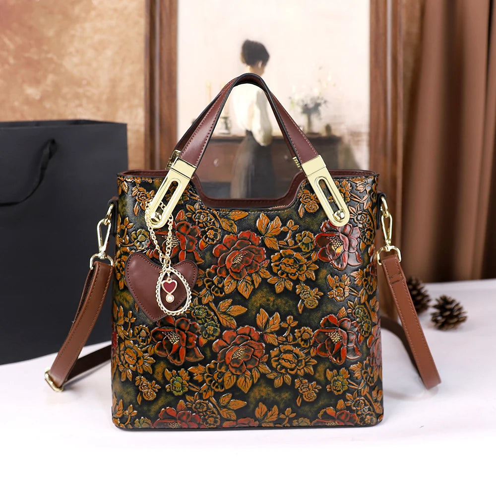 2025 New Retro Luxury Large Capacity Handbag Women's Shoulder Crossbody Bag for Middle-Aged Ladies Mom Bag Elegant Style