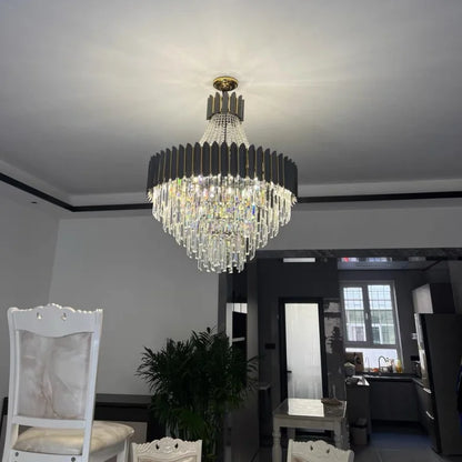 Home Deco Crystal Collection LED Black Gold Chandelier Lighting Lustre Hanging Lamp Suspension Luminaire Lampen For Dinning Room