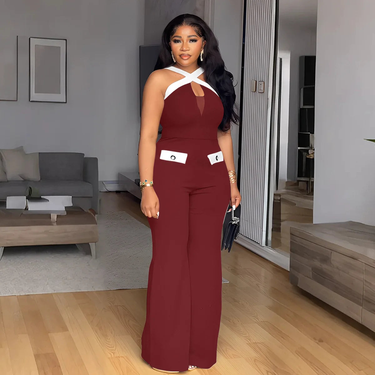 GLCMYAYA 2025 Fashion Street Jumpsuits Women Sleeveless Crop Wide Leg One Piece Hollow Out Overall Sexy Rompers Outfits