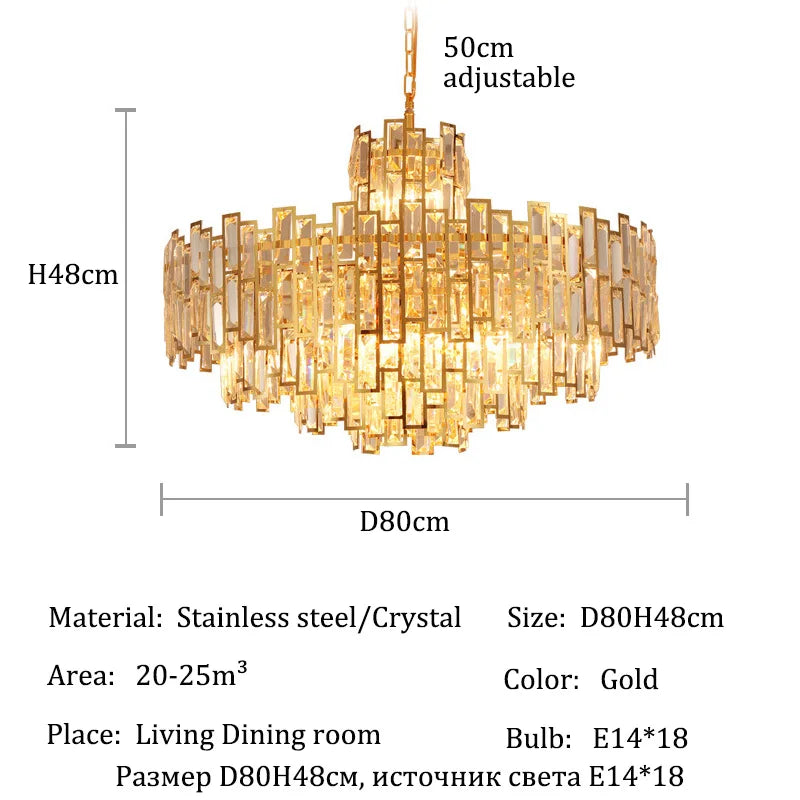 Luxury Crystal Ceiling Pendant Chandelier Lights Dining Room Chandeliers Lighting for Living Room Light Home Decor Lustre Salon