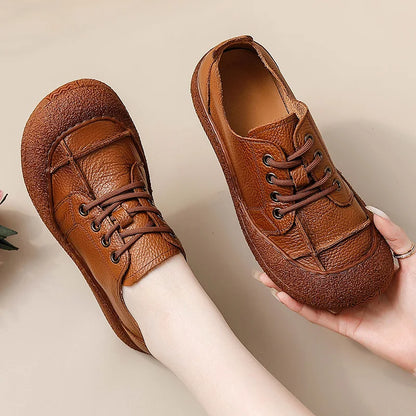 Genuine Leather Ballet Flats Shoes Women Vintage Luxury High Quality Loafers Women's Moccasins Casual Elegant Ladies Wide Shoes
