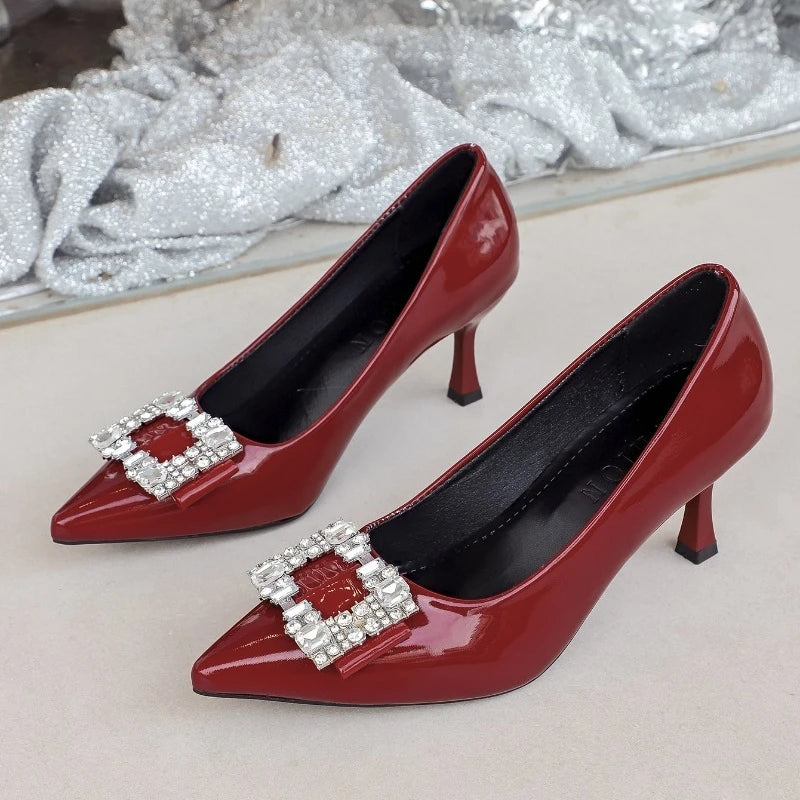 Women High Heel Pumps Elegant Pointed Toe High Heels Shoes Designer Spring Wedding Shoes Women Trend Slip-On Luxury Heels Women