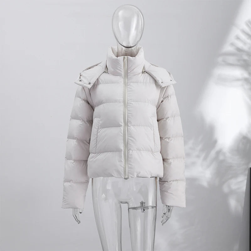 Detachable Sleeve Hooded Quilted Jackets 2026 Winter Ladies Solid 2-in-1 Zippers Waistcoat Cotton Coats Women's Warm Outwear