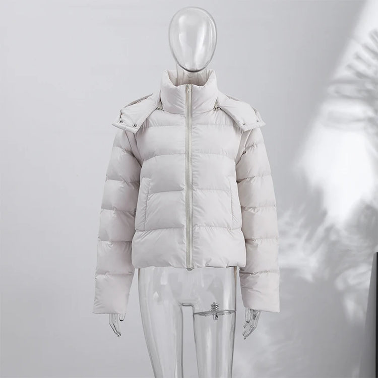 Detachable Sleeve Hooded Quilted Jackets 2026 Winter Ladies Solid 2-in-1 Zippers Waistcoat Cotton Coats Women's Warm Outwear