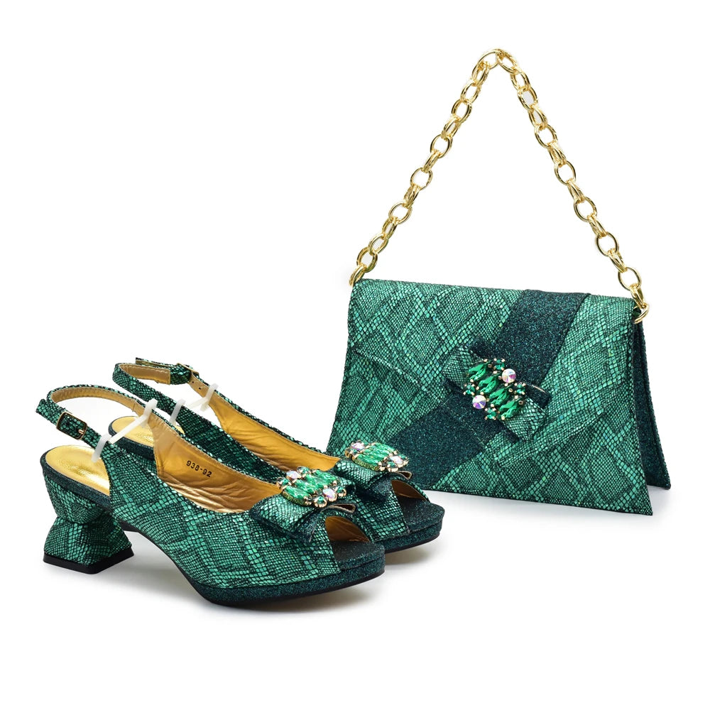 New Arrival Matching Shoes and Bag for Women for Weddings Elegant Woman Heeled Shoes for Party Shoe and Bag Party Italy Set