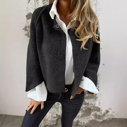 Autumn Winter Jacket Women Coats Wool Design Long Sleeve Solid Short Jacket Woman Casual Outwear