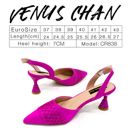 Nigerian Women Heel Party Ladies Italian Design Shoes And Bags Set Decorated with Rhinestone Handbag Wedding Party