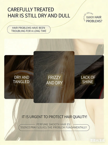 Anti-Frizz Hair Oil Spray, Perfumed Smoothing Lightweight Non-Greasy Hair Care Oil for Color-Treated & Perm Damaged Hair, Long-L