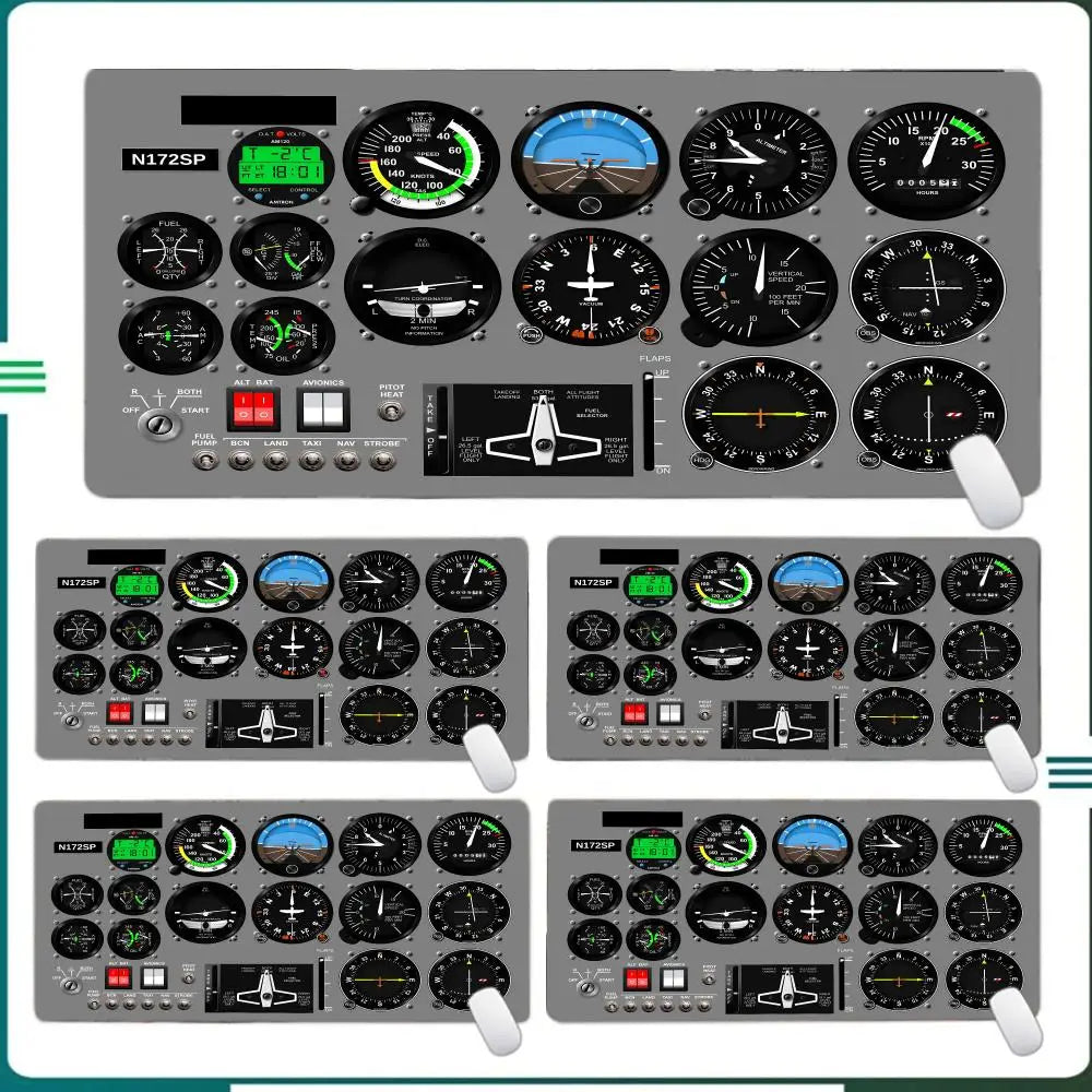 Aviation Flight Simulator Cabin Instruments Mouse Pad with Edge Locking Process, 1000×500, Washable Anti-Slip XXL Mouse Pad