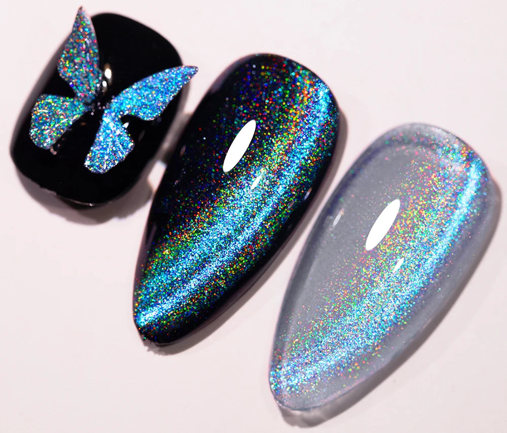 AWStorG 5ML Colorful Laser Cat Magnetic Gel Blue Glitter Shine Soak Off  Semi Permanent  UV Gel Nail Art Varnish Nail Supplies