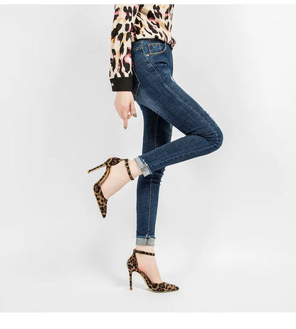 Autumn Sexy Leopard Women Sandals Office Pumps 6cm 8cm 10cm Elegant Office  High Heels Women Pointed Toe Luxury Female Shoes